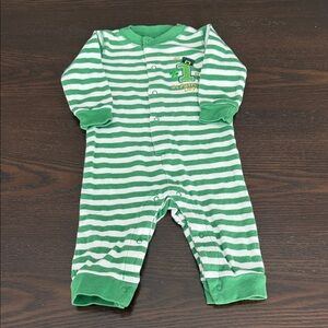 Koala Kids Striped Green and White Footie